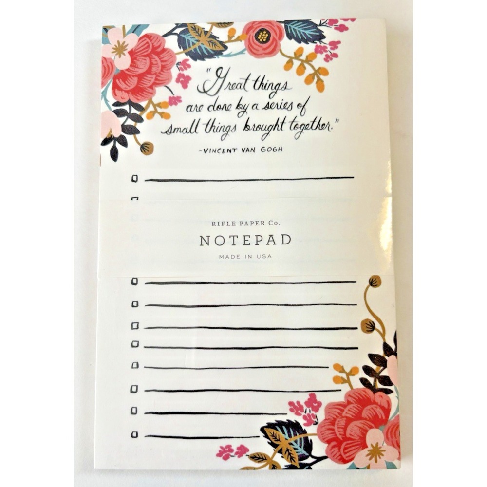 Rifle Paper Notepad Vincent Van Gogh Great Things Approx. 6" x 4" Floral